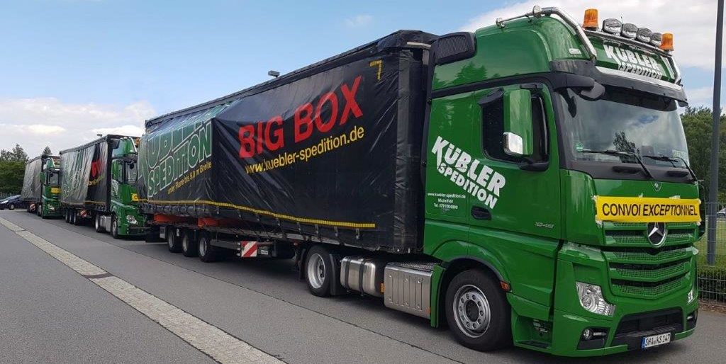 Schwertransporte unter Plane, BigBox Spedition Kübler